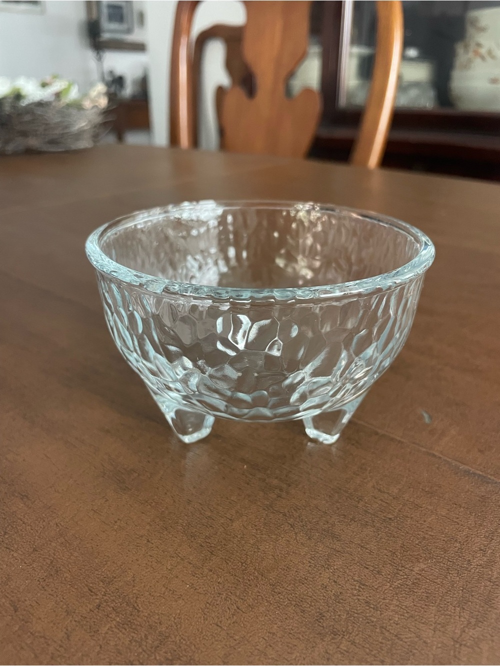 Vintage Crisa Libbey 4.5”  Footed Glass Salsa Bowl Pebble Textured Molcajete